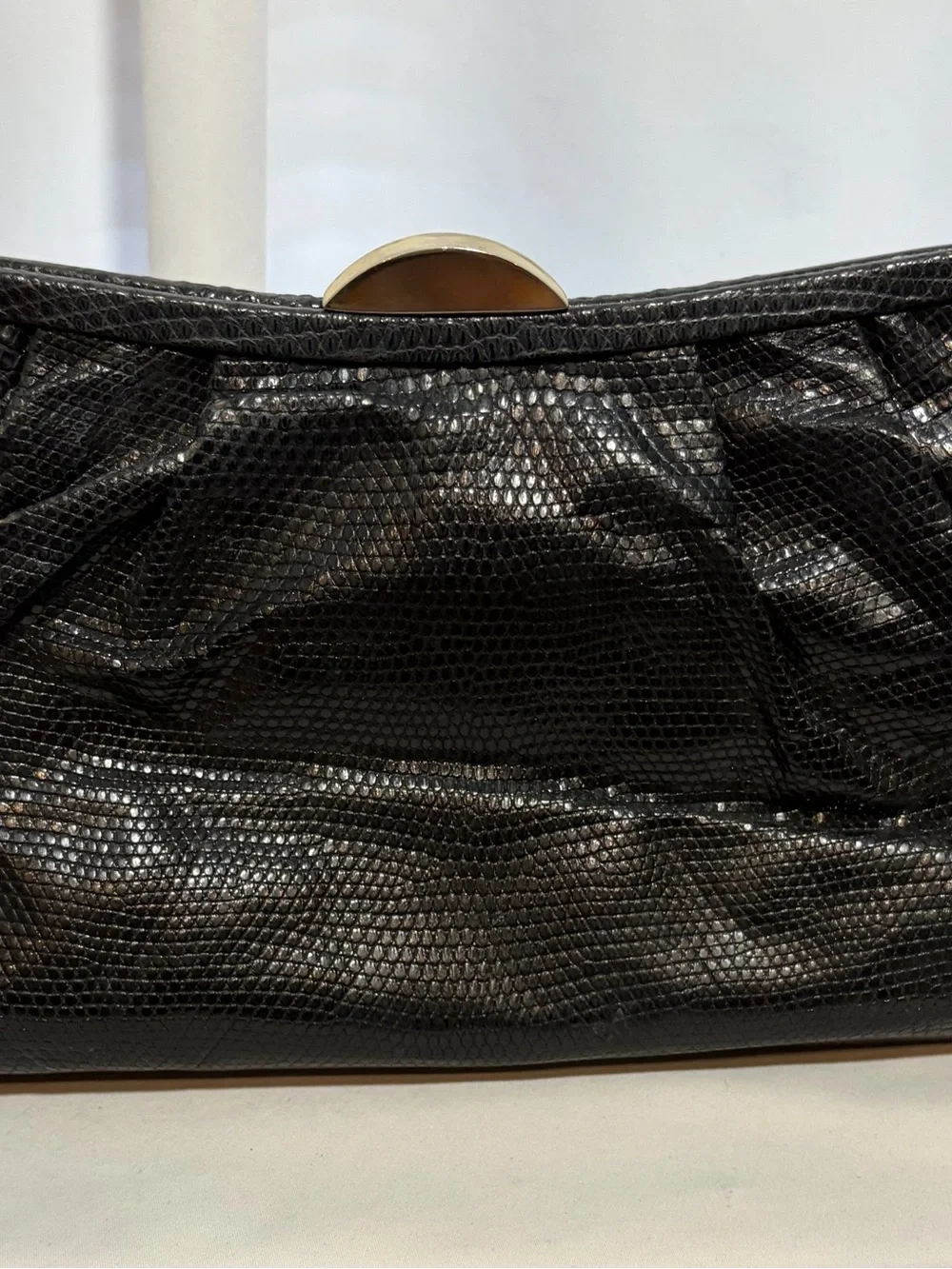 Vintage SUAREZ Black Croc Clutch Handbag
